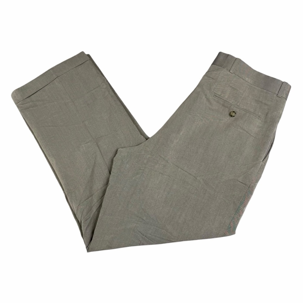 Alan Flusser Tan/Brown Straight Leg Double Pleated Dress Pants - Size 32x30